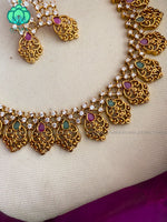 Simple motif free vintage finish neckwear with earrings - Zivara Fashion