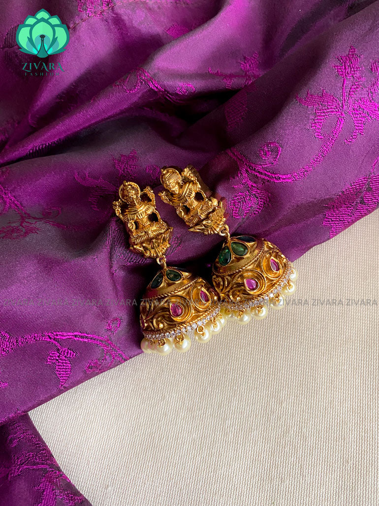 Temple finish vintage bridal jhumka  - latest trending collection