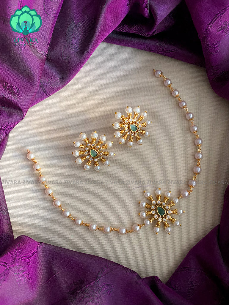 Small size kids friendly pendant choker with earrings-Swarna- latest pocket friendly south indian jewellery collection