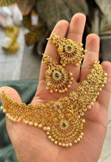 DOUBLE PEACOCK -TRADITIONAL CHOKER COLLECTION WITH EARRINGS- LATEST JEWELLERY COLLECTION
