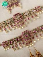 Real kemp beautiful choker with earrings- latest pocket friendly premium quality south indian jewellery collection
