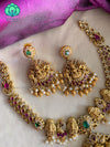 Bright shining finish temple bridal necklace with earrings CZ matte Finish- Zivara Fashion