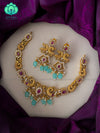 Amazing motif free necklace with earrings CZ matte Finish- Zivara Fashion