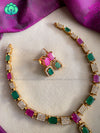 Beautiful stone elegant necklace with earrings CZ matte Finish- Zivara Fashion