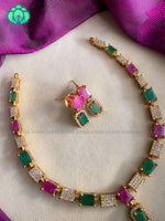 Beautiful stone elegant necklace with earrings CZ matte Finish- Zivara Fashion