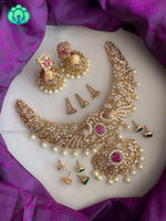 Interchangable bridal necklace with earrings- latest bridal jewellery collection CZ Matte