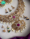 Interchangable bridal necklace with earrings- latest bridal jewellery collection CZ Matte