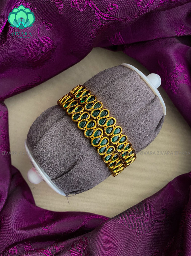 2 piece Motif free real kemp bangles- latest south indian fashion jewellery
