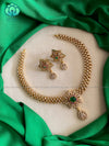 Green stone Elegant ad stone  floral Neckwear with earrings- CZ Matte Finish- Zivara Fashion