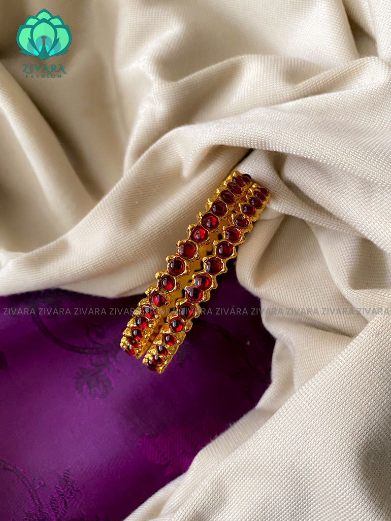 Simple red  kemp bangle- latest barathanatyam jewellery