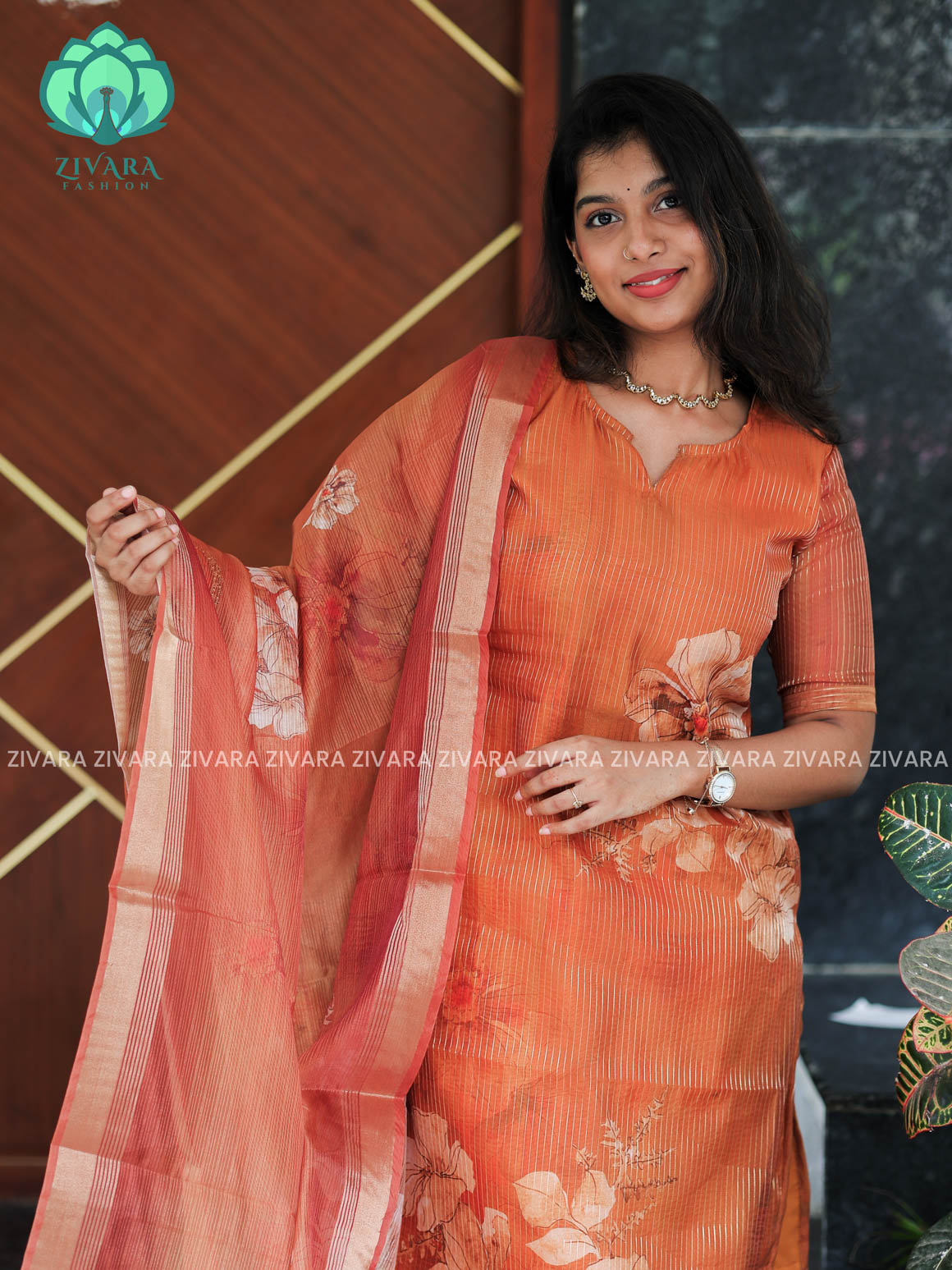 ORANGISH  YELLOW- Pavani - FESTIVE HOT SELLER EXCLUSIVE TOP AND DUPATTA SET for women- Label Zivara