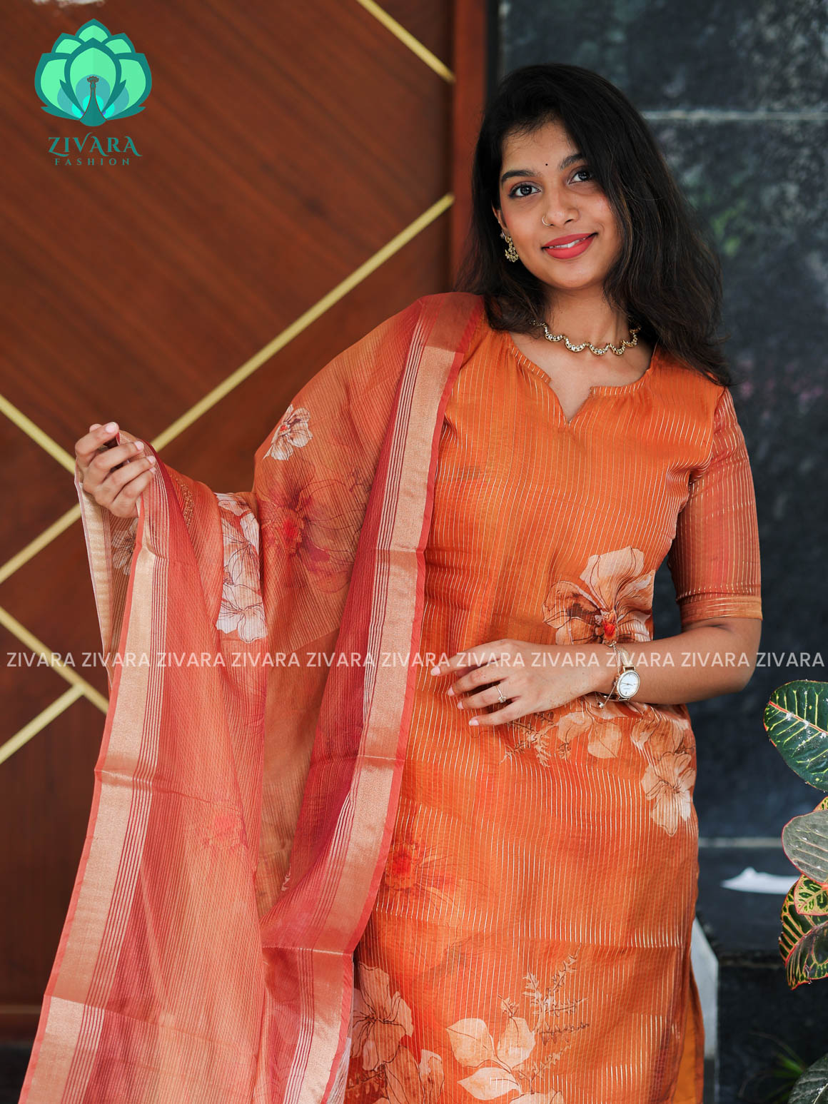 ORANGISH  YELLOW- Pavani - FESTIVE HOT SELLER EXCLUSIVE TOP AND DUPATTA SET for women- Label Zivara