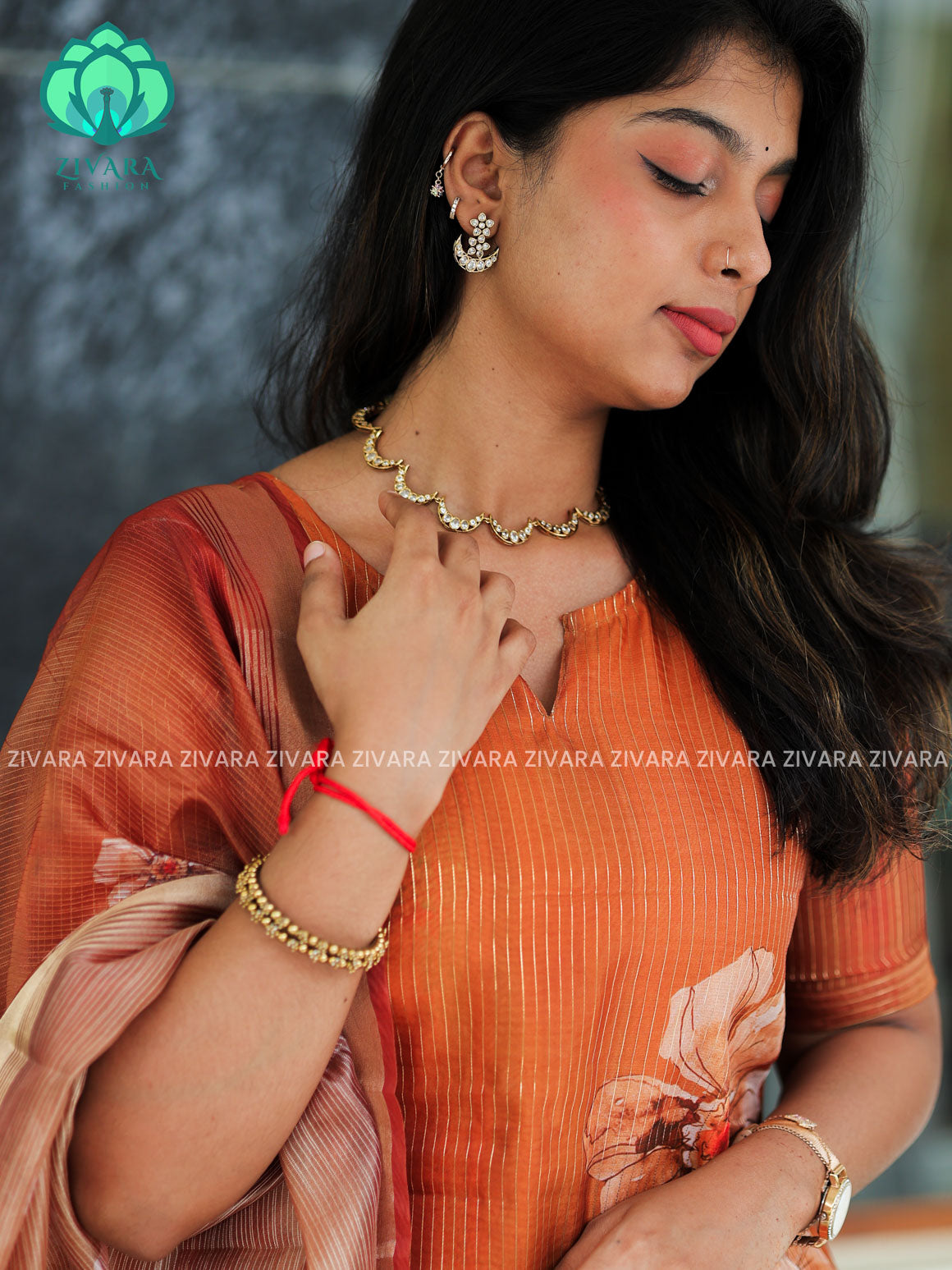 ORANGISH  YELLOW- Pavani - FESTIVE HOT SELLER EXCLUSIVE TOP AND DUPATTA SET for women- Label Zivara