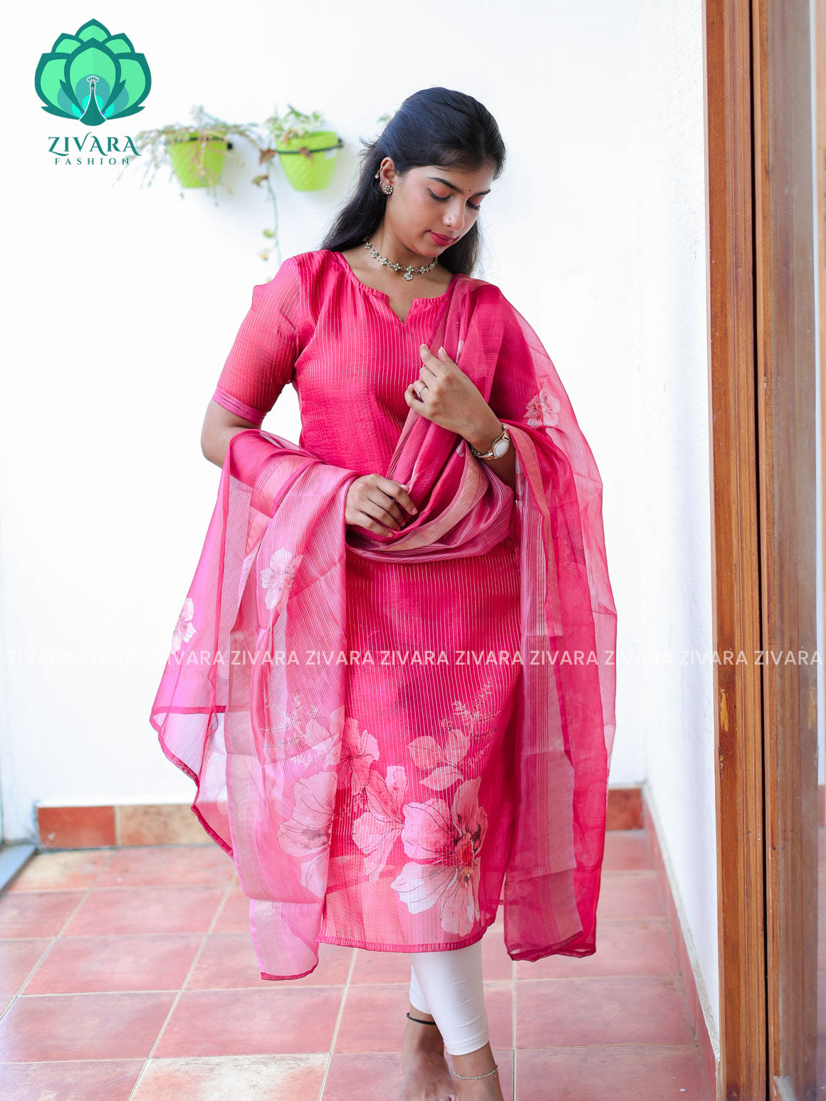 PINK - Pavani - FESTIVE HOT SELLER EXCLUSIVE TOP AND DUPATTA SET for women- Label Zivara