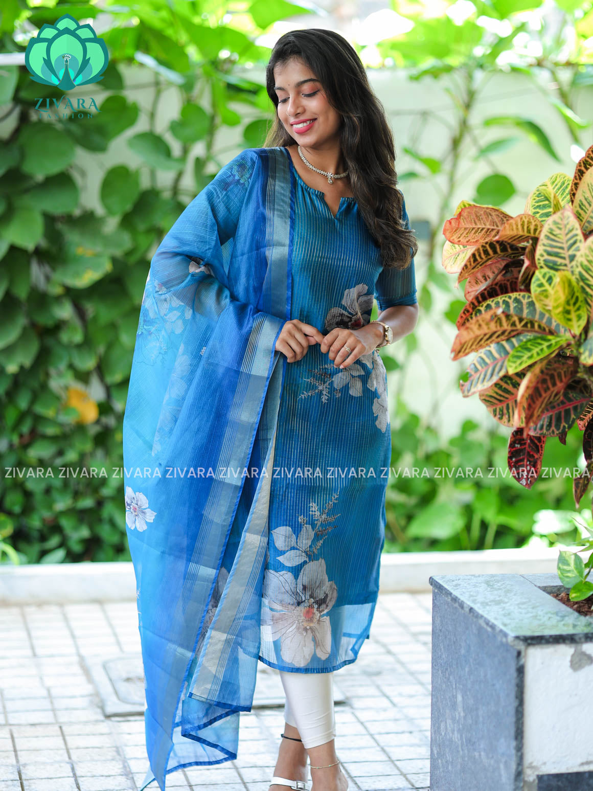 BLUE - Pavani - FESTIVE HOT SELLER EXCLUSIVE TOP AND DUPATTA SET for women- Label Zivara