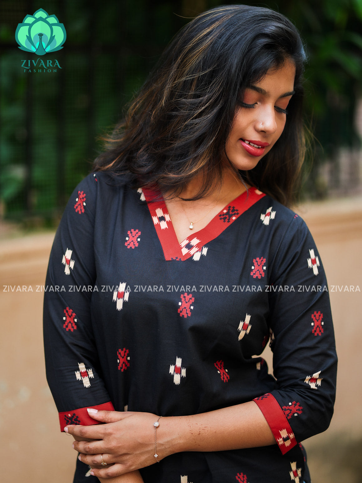 Anu - Black Woven cotton short office wear  for women- Label Zivara