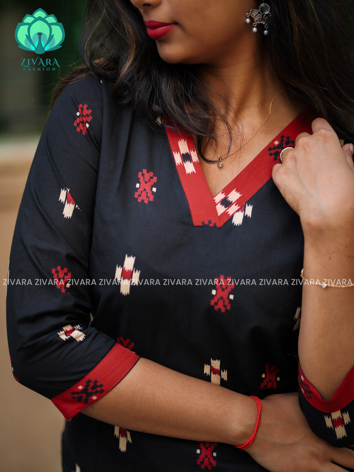 Anu - Black Woven cotton short office wear  for women- Label Zivara