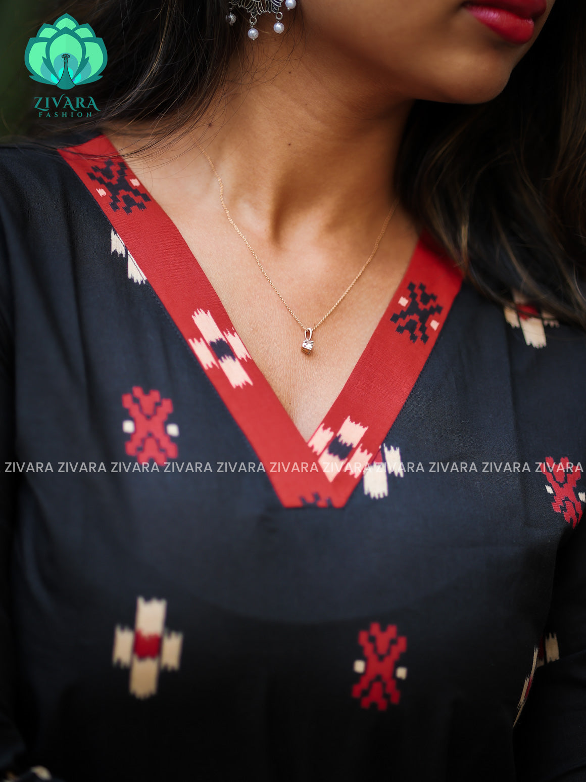 Anu - Black Woven cotton short office wear  for women- Label Zivara