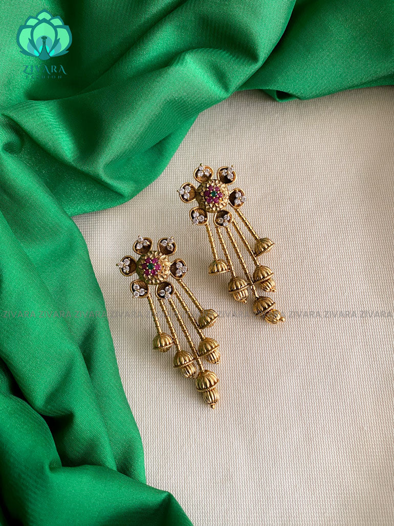 long fancy floral  STUDS  -  latest jewellery collection