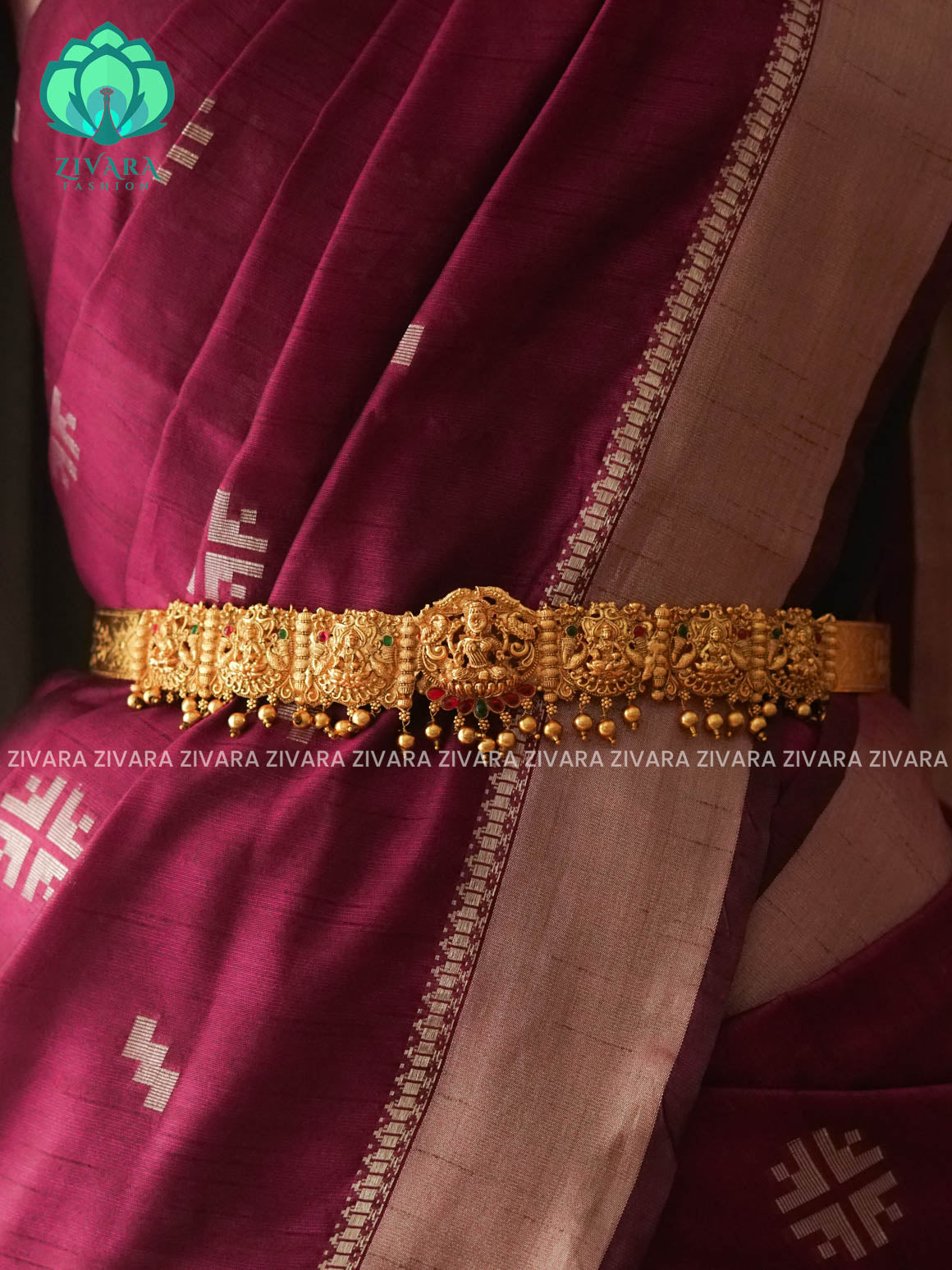 GOLD BALLS  - DHRUVA- MATTE TEMPLE STYLE (31 TO 38 INCHES  ) Latest South indian budget friendly hipbelt collection- Zivara Fashion