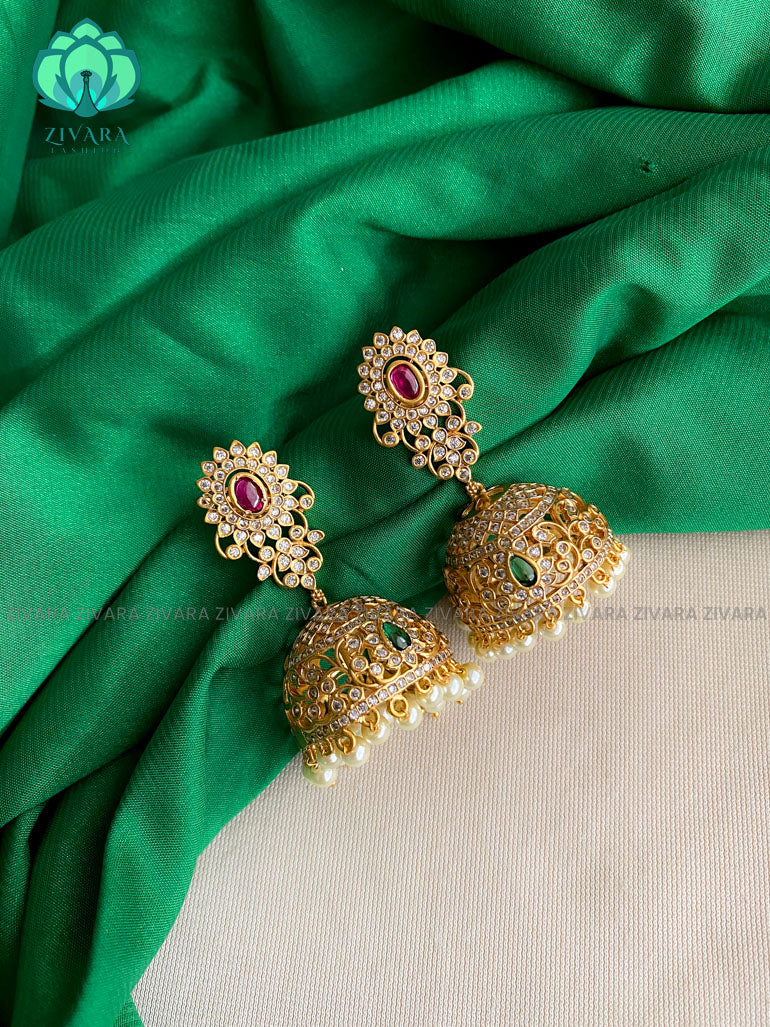 BIG AD stone jhumka - latest trending collection-SIZE 2