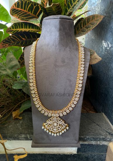 KEERTHI - White stone long neckwear jewellery- south indian jewellery
