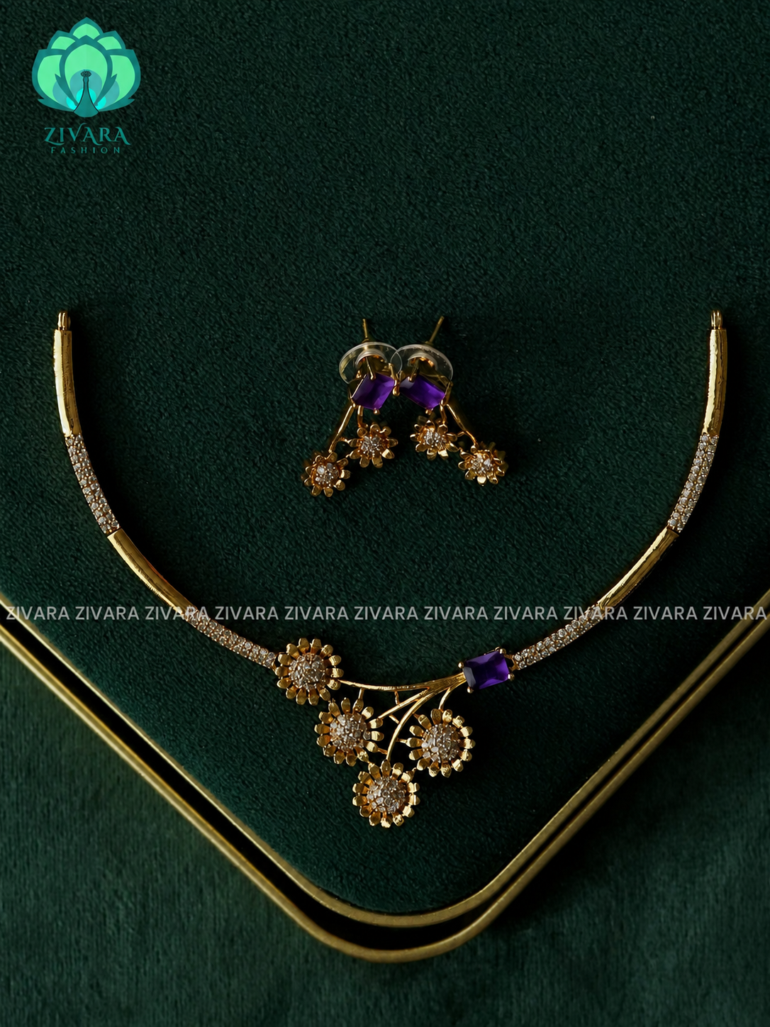 PURPLE WHITE - FLOWER KIDS FRIENDLY HASLI - stylish and minimal elegant neckwear with earrings- Zivara Fashion