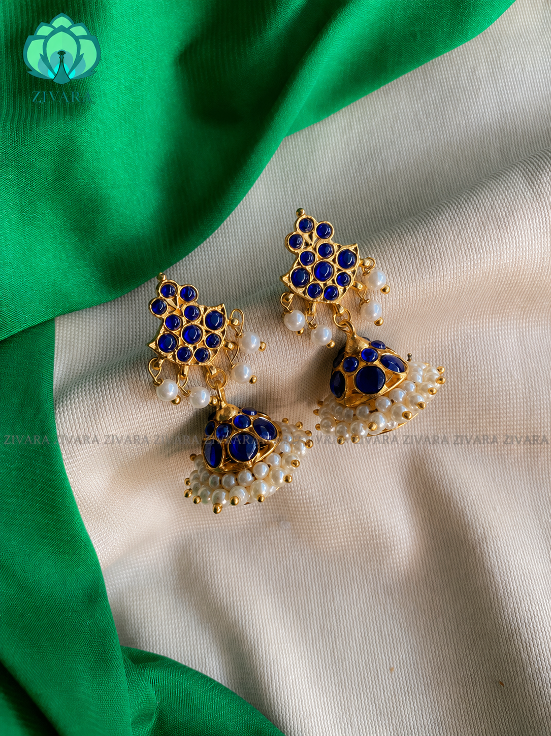 BLUE Mithra   - HANDMADE JHUMKAS - latest kemp dance jewellery collection
