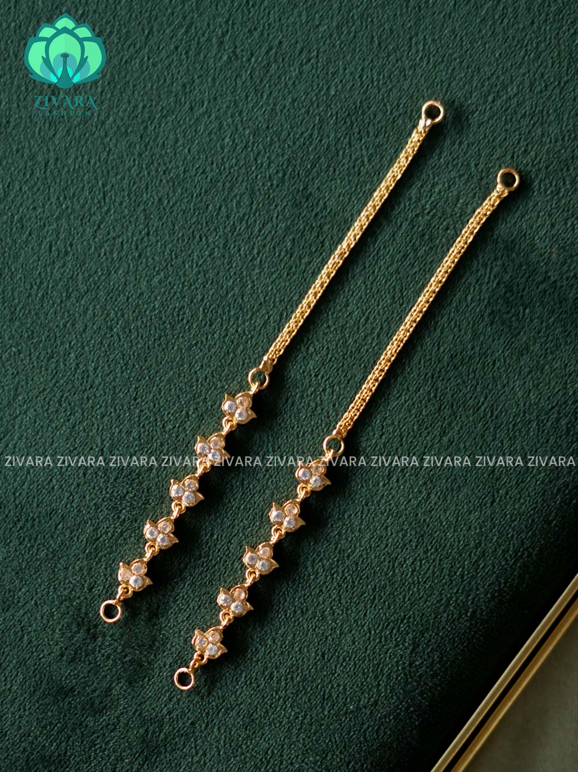 AMBIGAI - WHITE STONE MICROGOLD POLISH EARCHAIN/MAATAL - LATEST TRENDING COLLECTION - ZIVARA FASHION