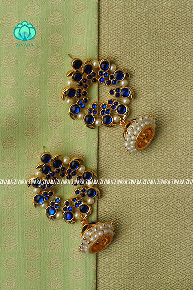 BLUE  - MAGUDAM   - HANDMADE JHUMKAS - latest kemp dance jewellery collection