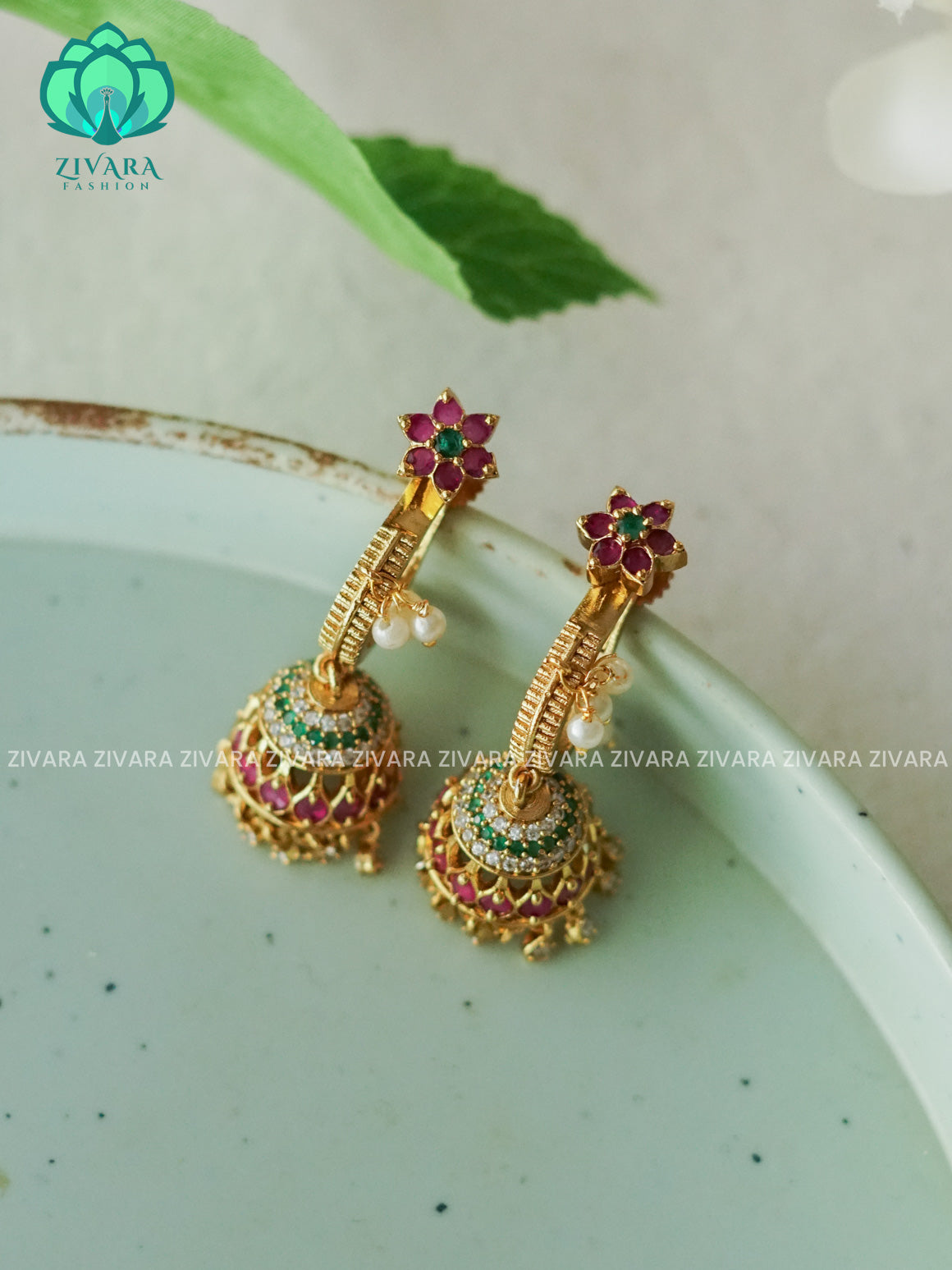 U TUPE HOOK AND JHUMKA - TRADITIONAL PREMIUM MATTE  polish JHUMKA- latest jewellery collection- zivara fashion