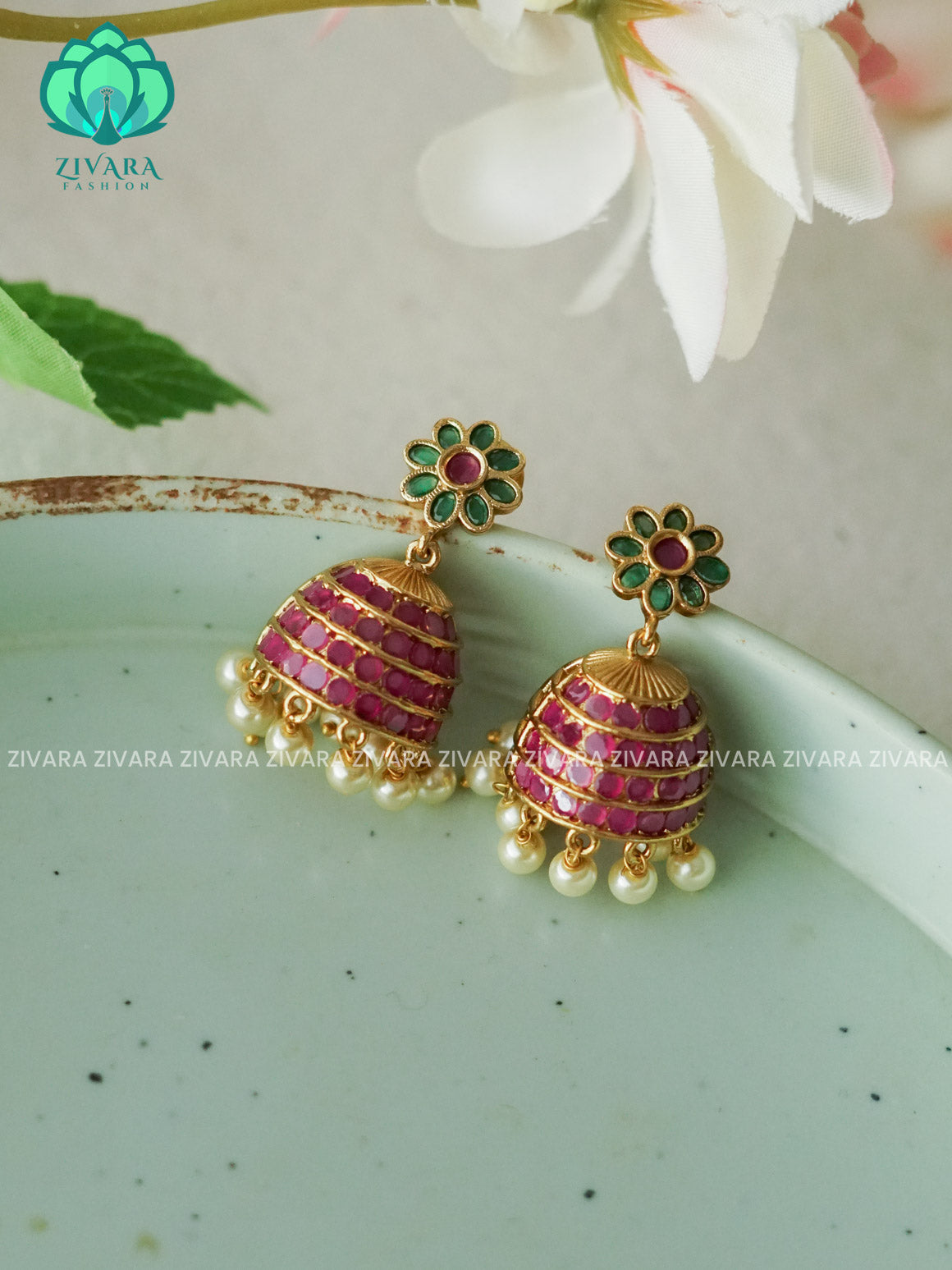 Hotselling small size kids friendly real kemp TRADITIONAL PREMIUM MATTE  polish JHUMKA- latest jewellery collection- zivara fashion