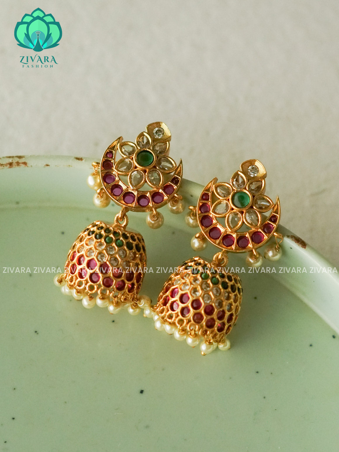 MOON Medium sized - TRADITIONAL PREMIUM MATTE  polish JHUMKA- latest jewellery collection- zivara fashioN