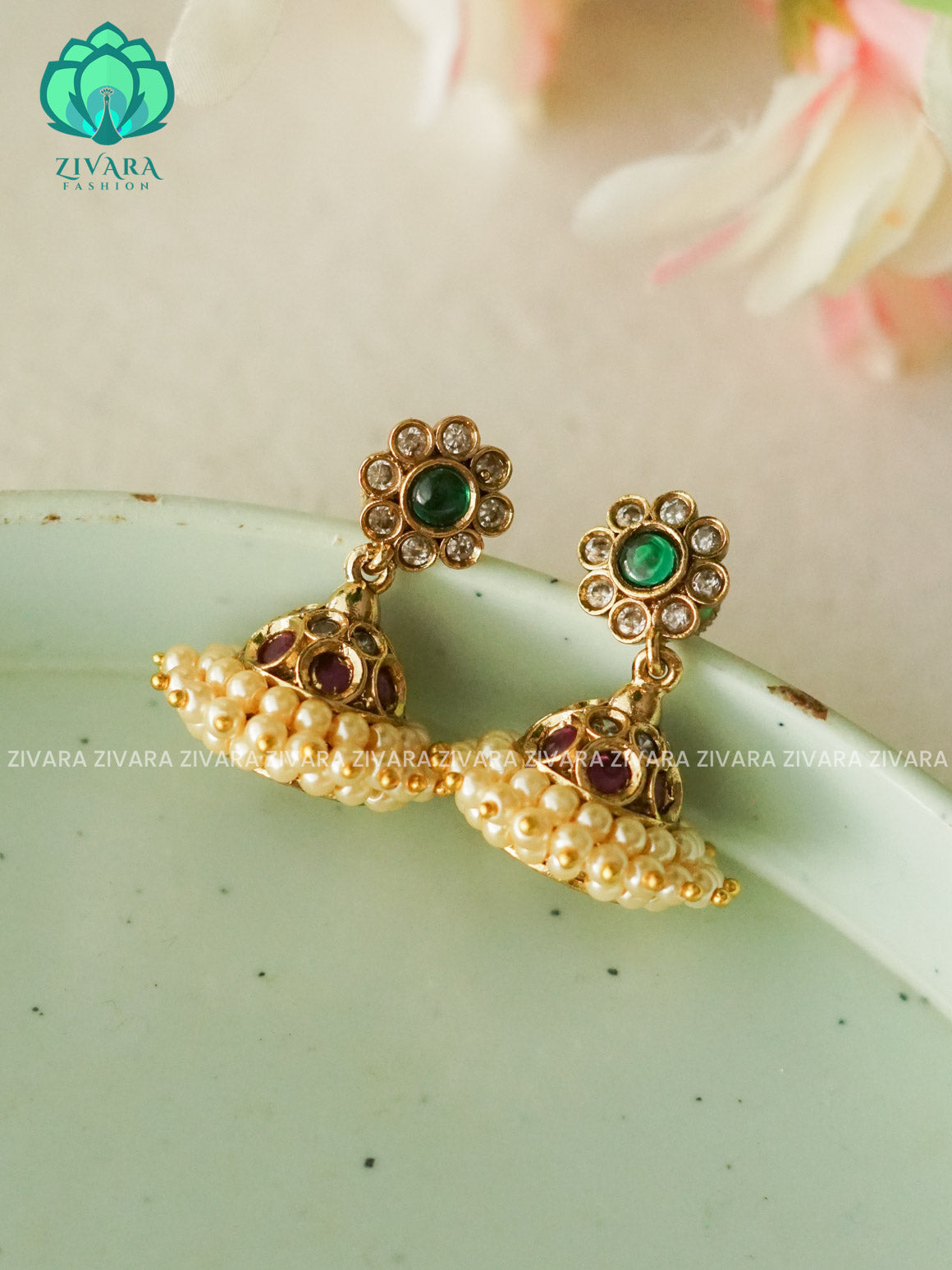 Hotselling small size kids friendly real kemp TRADITIONAL PREMIUM MATTE  polish JHUMKA- latest jewellery collection- zivara fashion