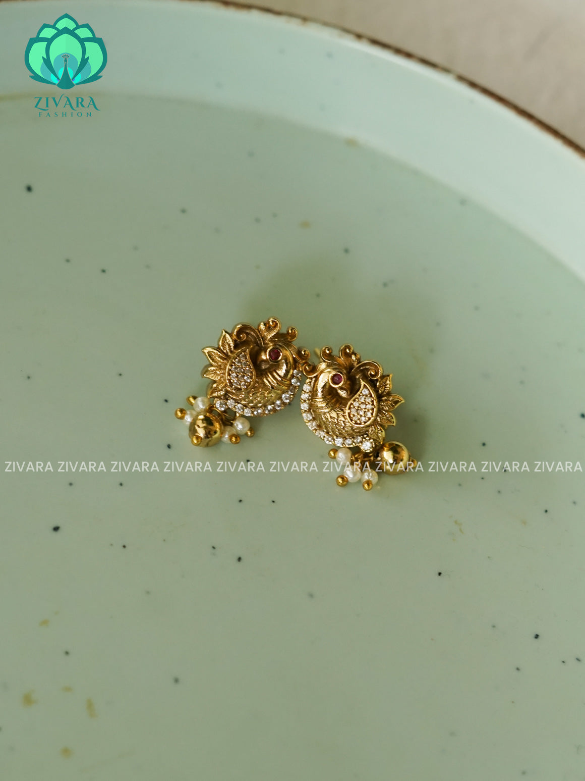 SMALL SIZE KIDS FRIENDLY PEACOCK STUDS  - latest jewellery collection- zivara fashion
