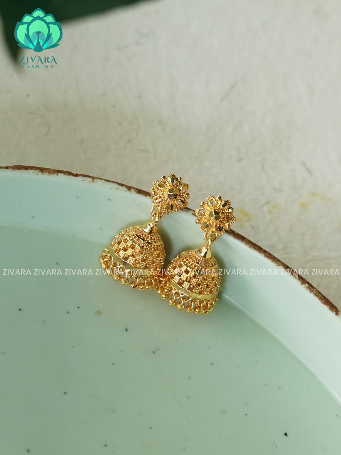 GOLD POLISH  - TRADITIONAL JHUMKA- latest jewellery collection- zivara fashion