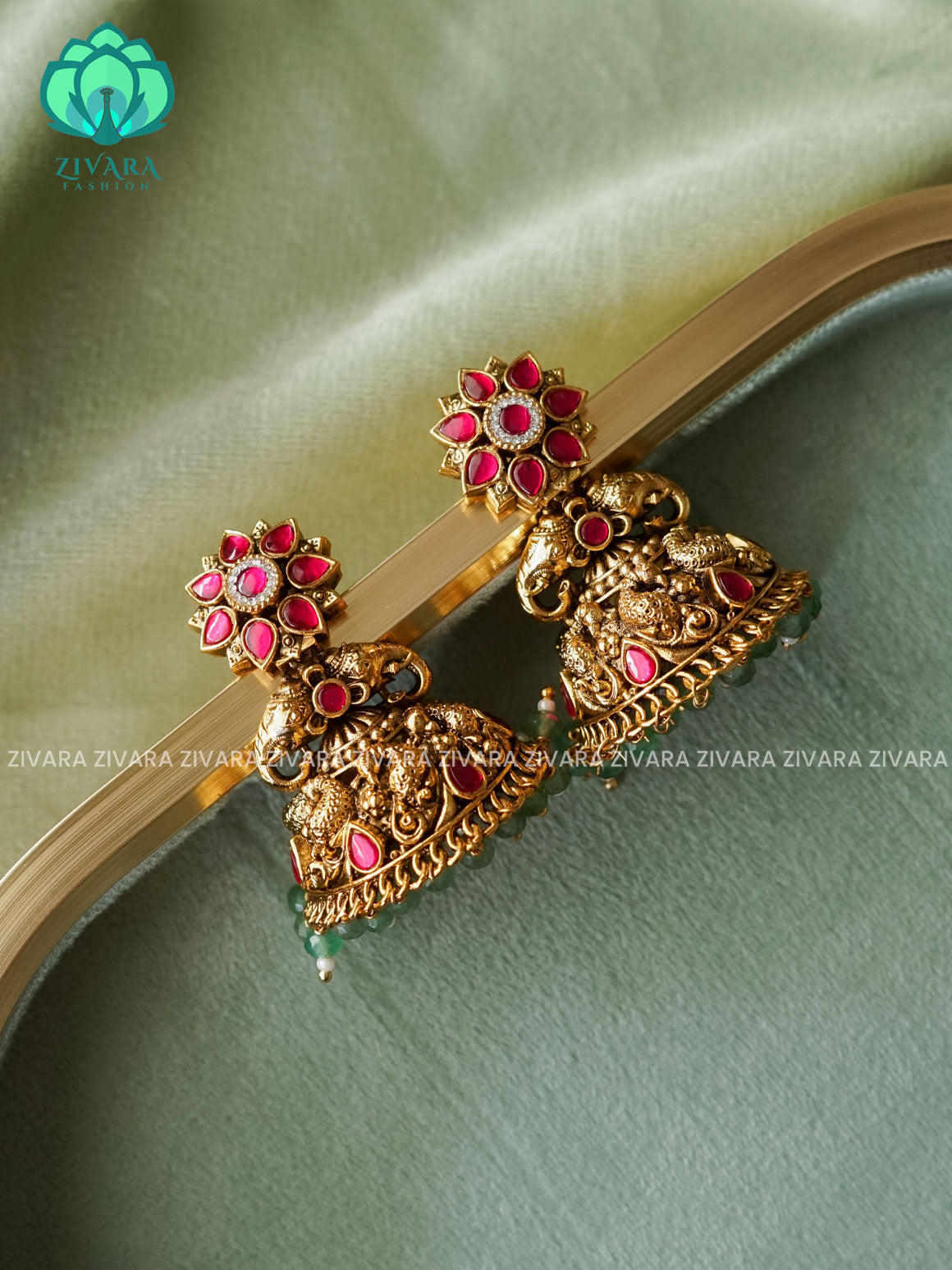 DIYA- EXUBERANT JADAU JHUMKAS - TRADITIONAL PREMIUM MATTE  polish JHUMKA- latest jewellery collection- zivara fashion
