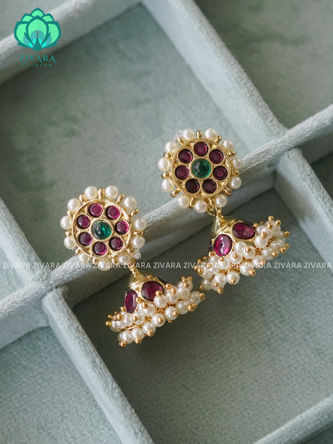 MATHANGI- JHUMKA- REAL KEMP BHARATHANATYAM DANCE PREMIUM JEWELLERY (PREORDER WITH 3 TO 10 DAYS DISPATCH TIME)