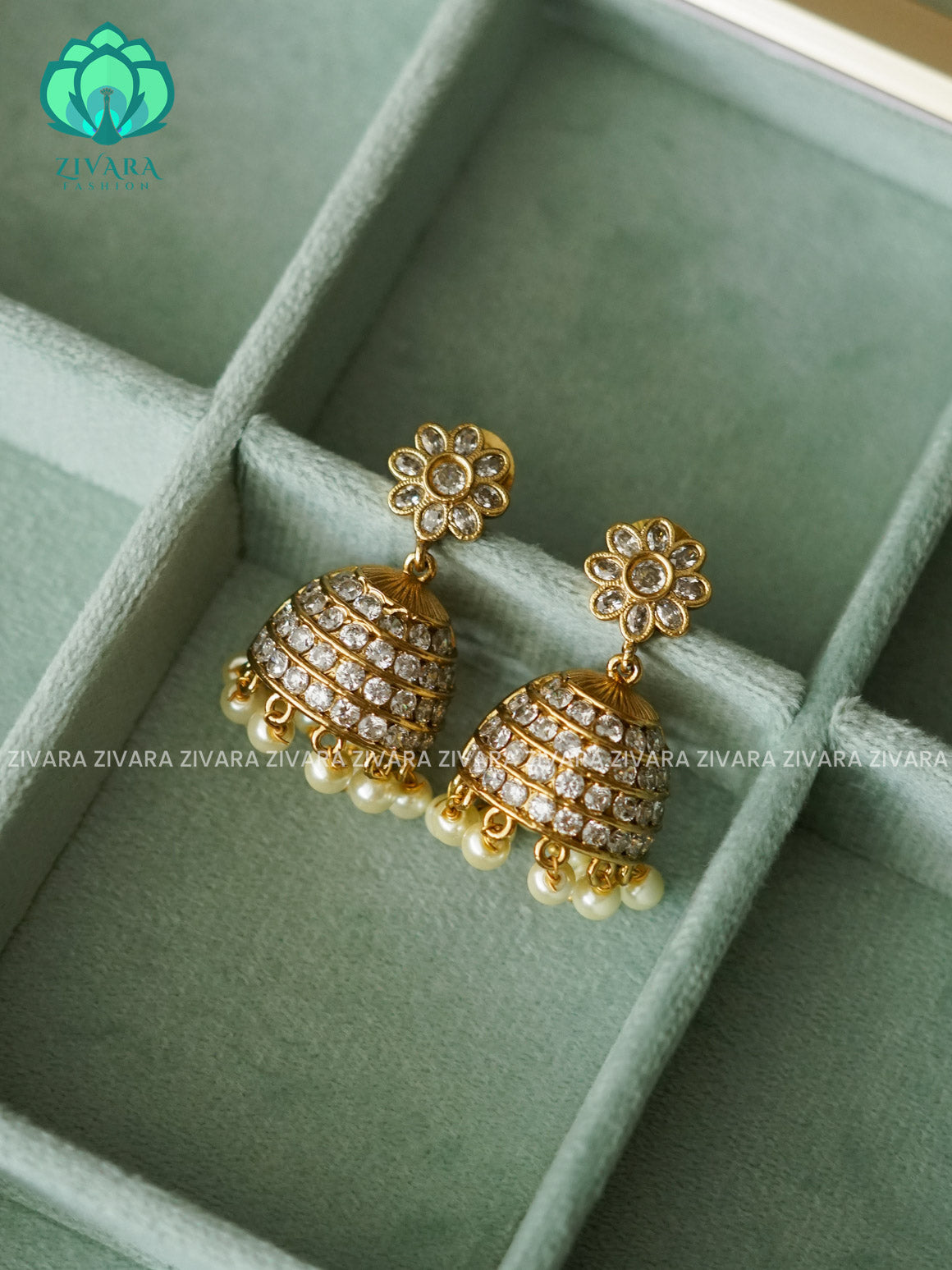 Hotselling small size kids friendly real kemp TRADITIONAL PREMIUM MATTE  polish JHUMKA- latest jewellery collection- zivara fashion