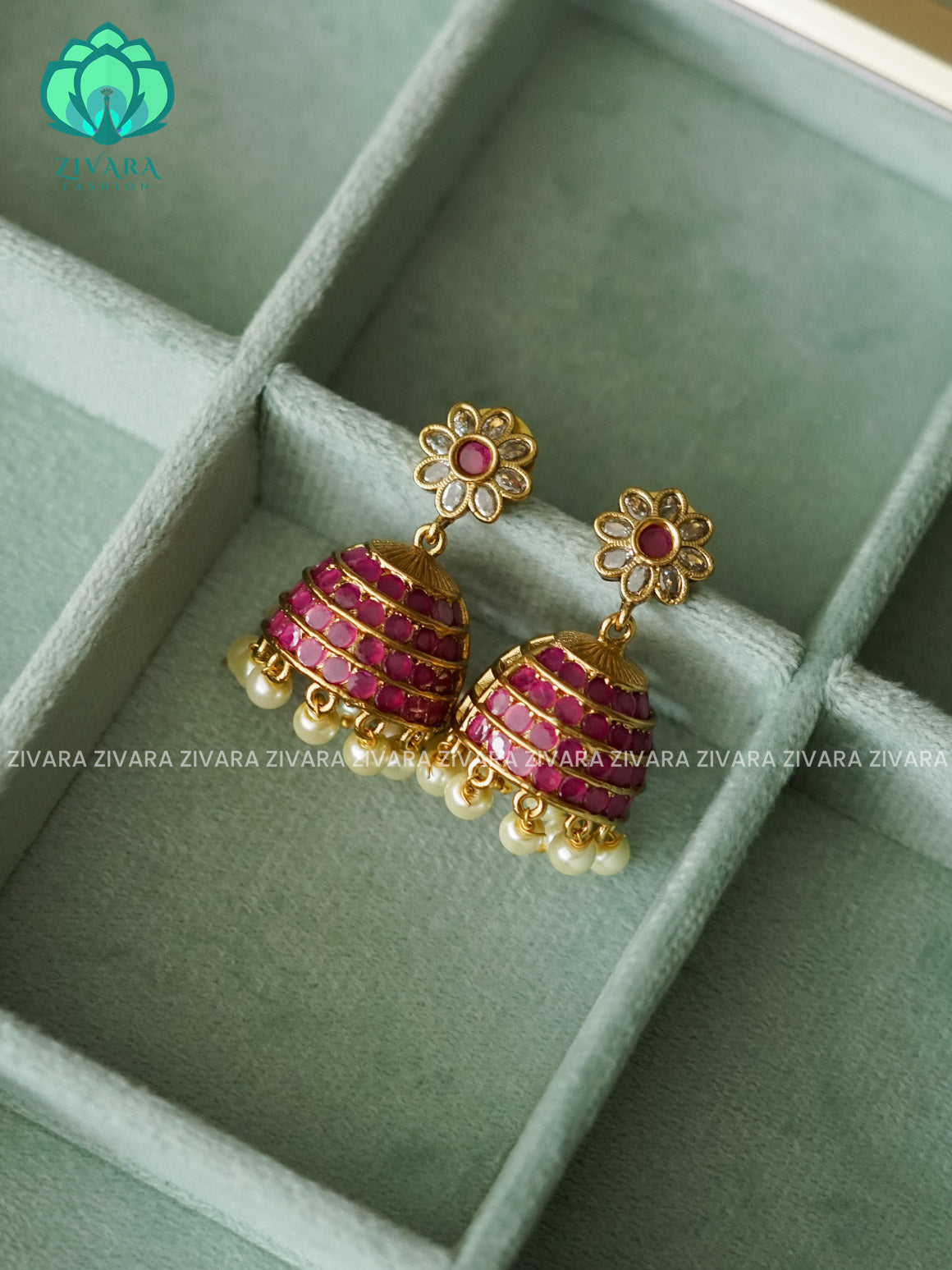 Hotselling small size kids friendly real kemp TRADITIONAL PREMIUM MATTE  polish JHUMKA- latest jewellery collection- zivara fashion