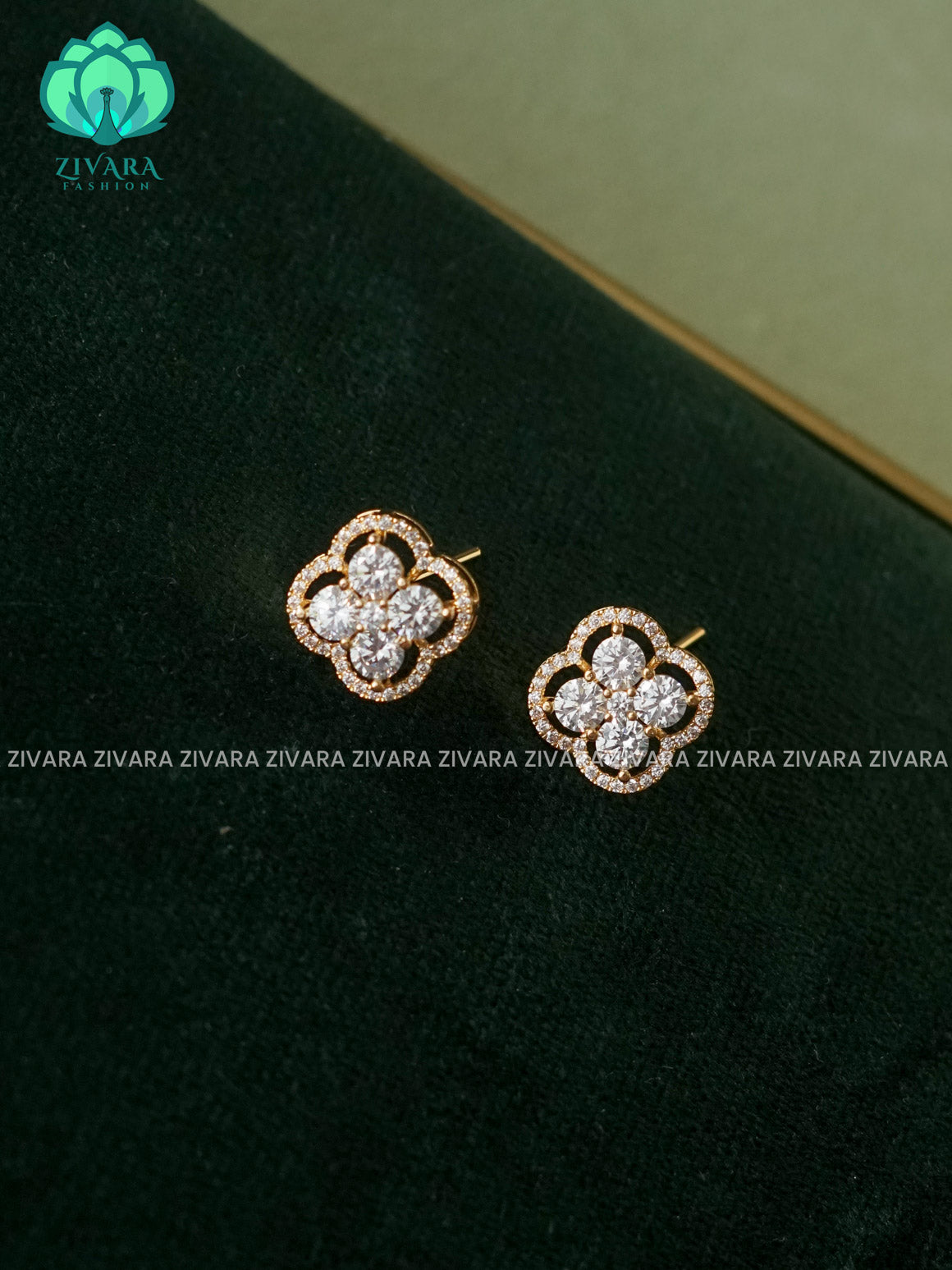 MEDIUM SIZE WHITE STONE FLORAL    - latest jewellery collection- zivara fashion