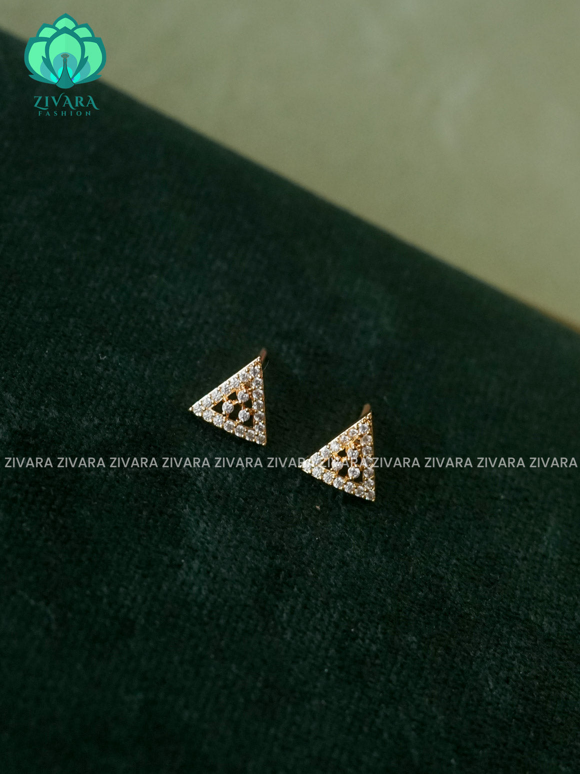 SMALL SIZE WHITE STONE TRIANGLE   - latest jewellery collection- zivara fashion