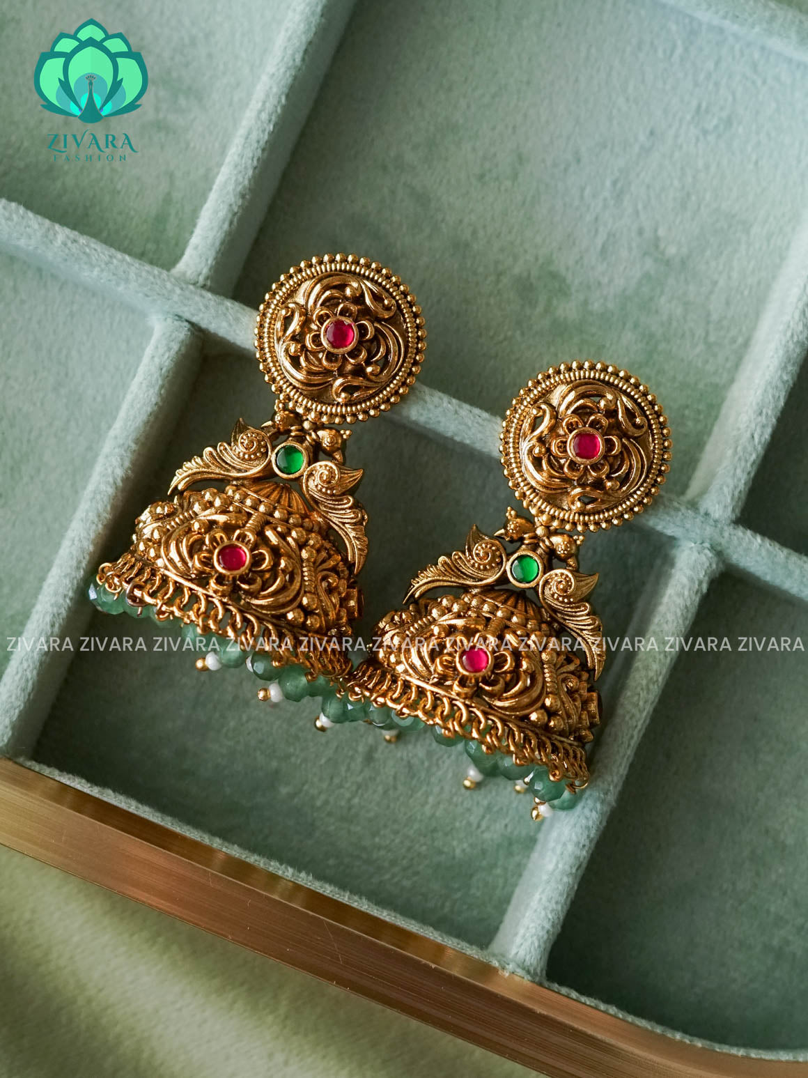 DIYA- EXUBERANT JADAU JHUMKAS - TRADITIONAL PREMIUM MATTE  polish JHUMKA- latest jewellery collection- zivara fashion
