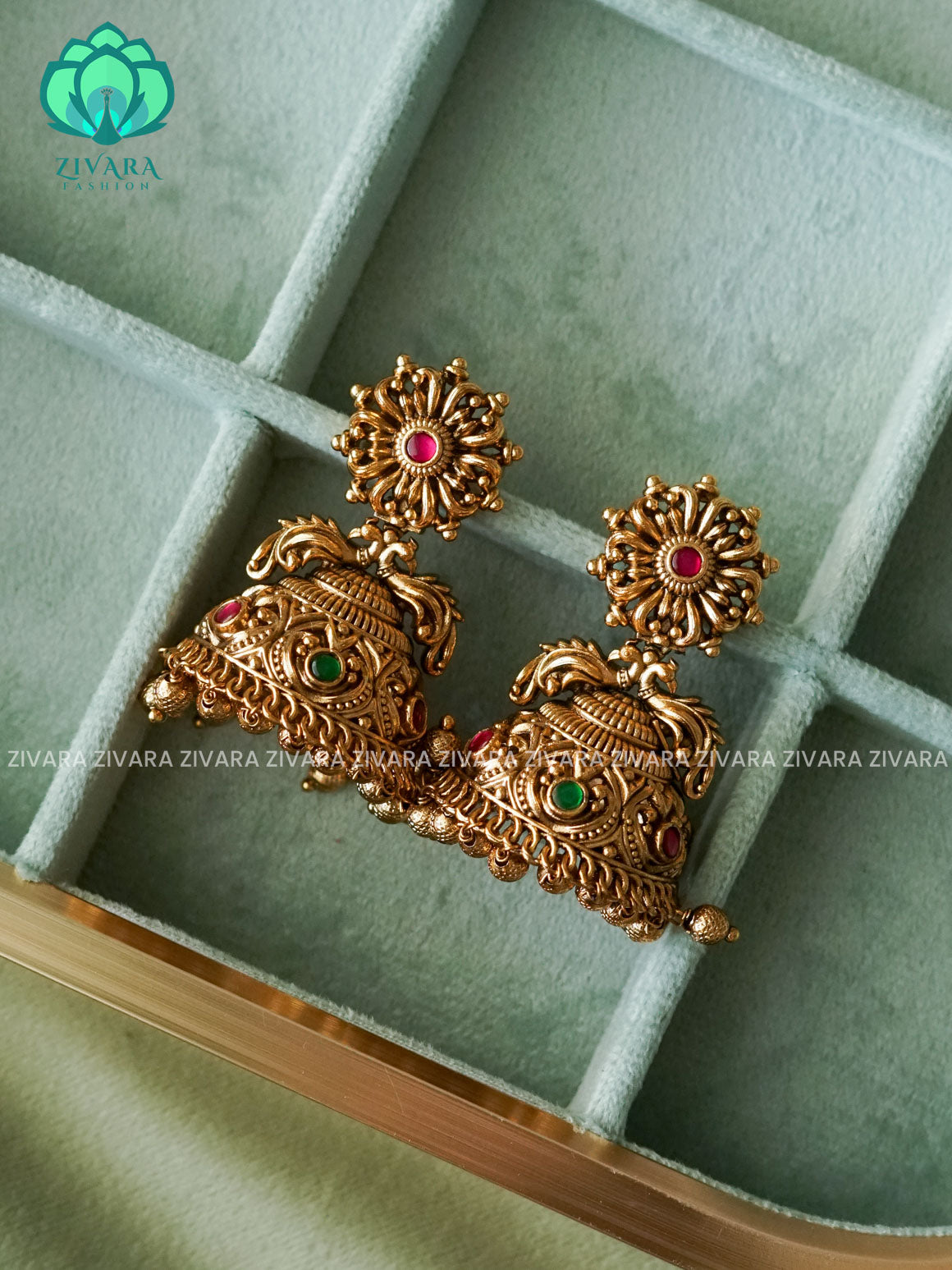 DIYA- EXUBERANT JADAU JHUMKAS - TRADITIONAL PREMIUM MATTE  polish JHUMKA- latest jewellery collection- zivara fashion