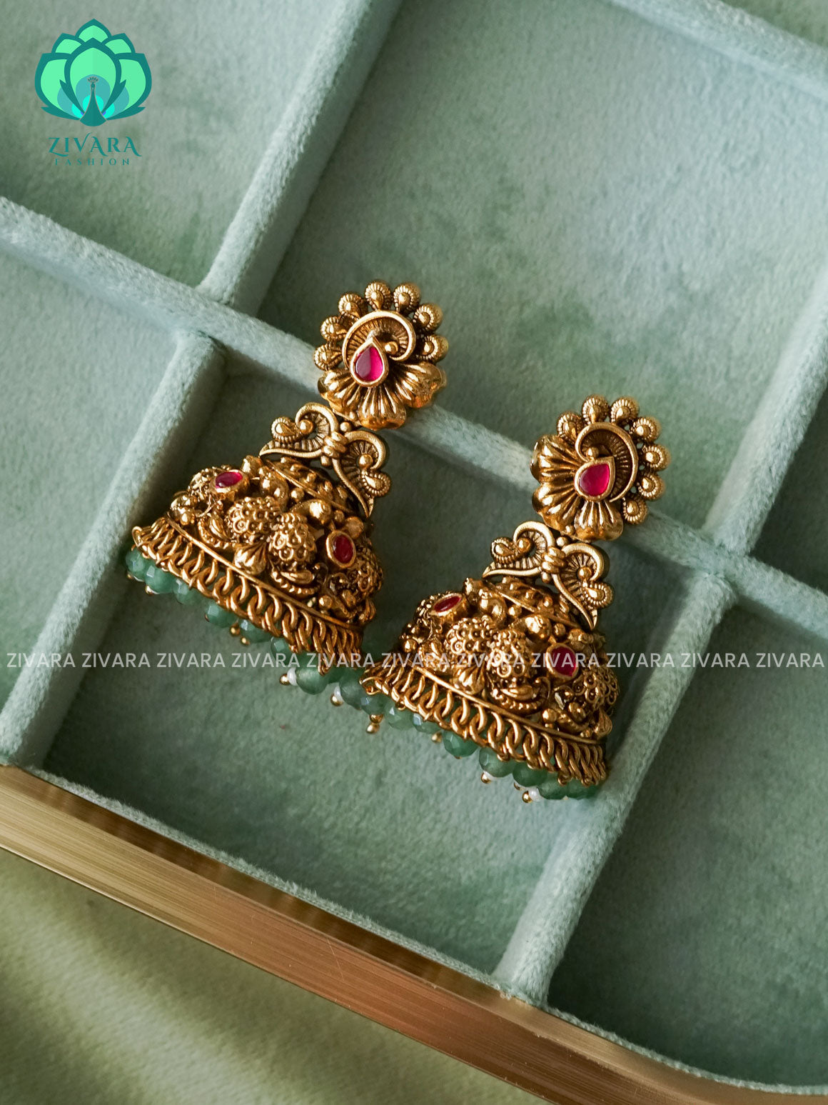 DIYA- EXUBERANT JADAU JHUMKAS - TRADITIONAL PREMIUM MATTE  polish JHUMKA- latest jewellery collection- zivara fashion