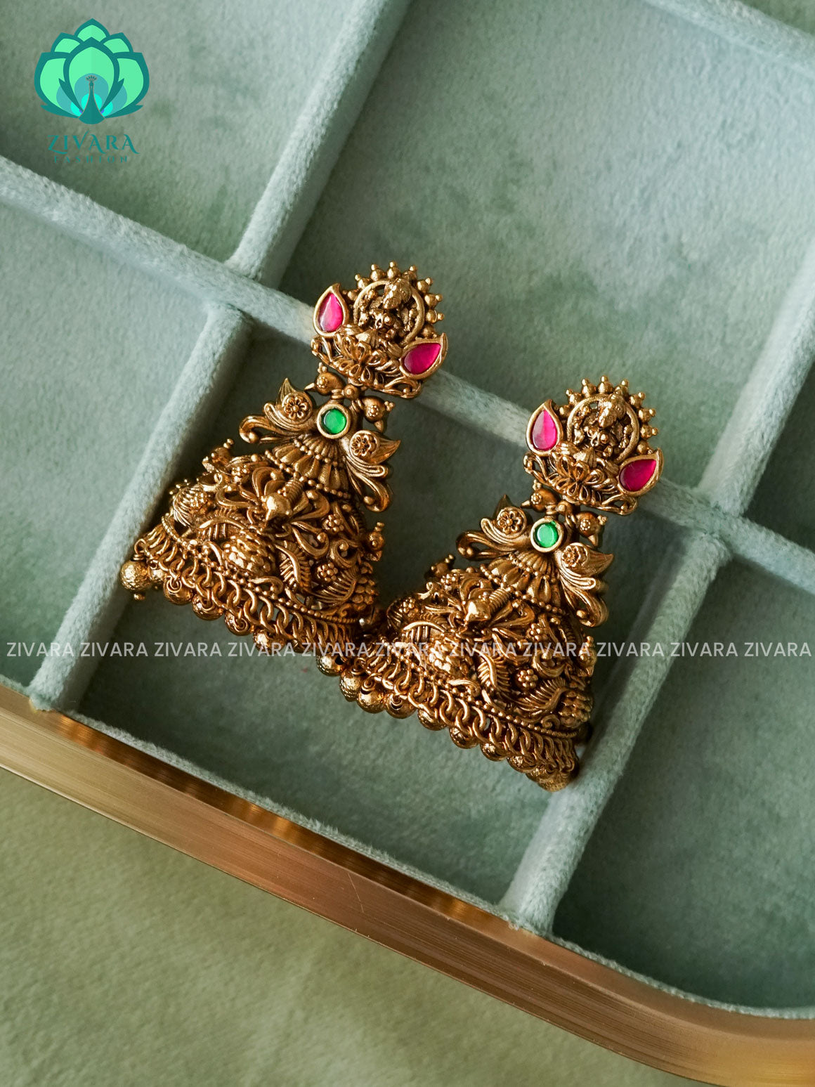 DIYA- EXUBERANT JADAU JHUMKAS - TRADITIONAL PREMIUM MATTE  polish JHUMKA- latest jewellery collection- zivara fashion