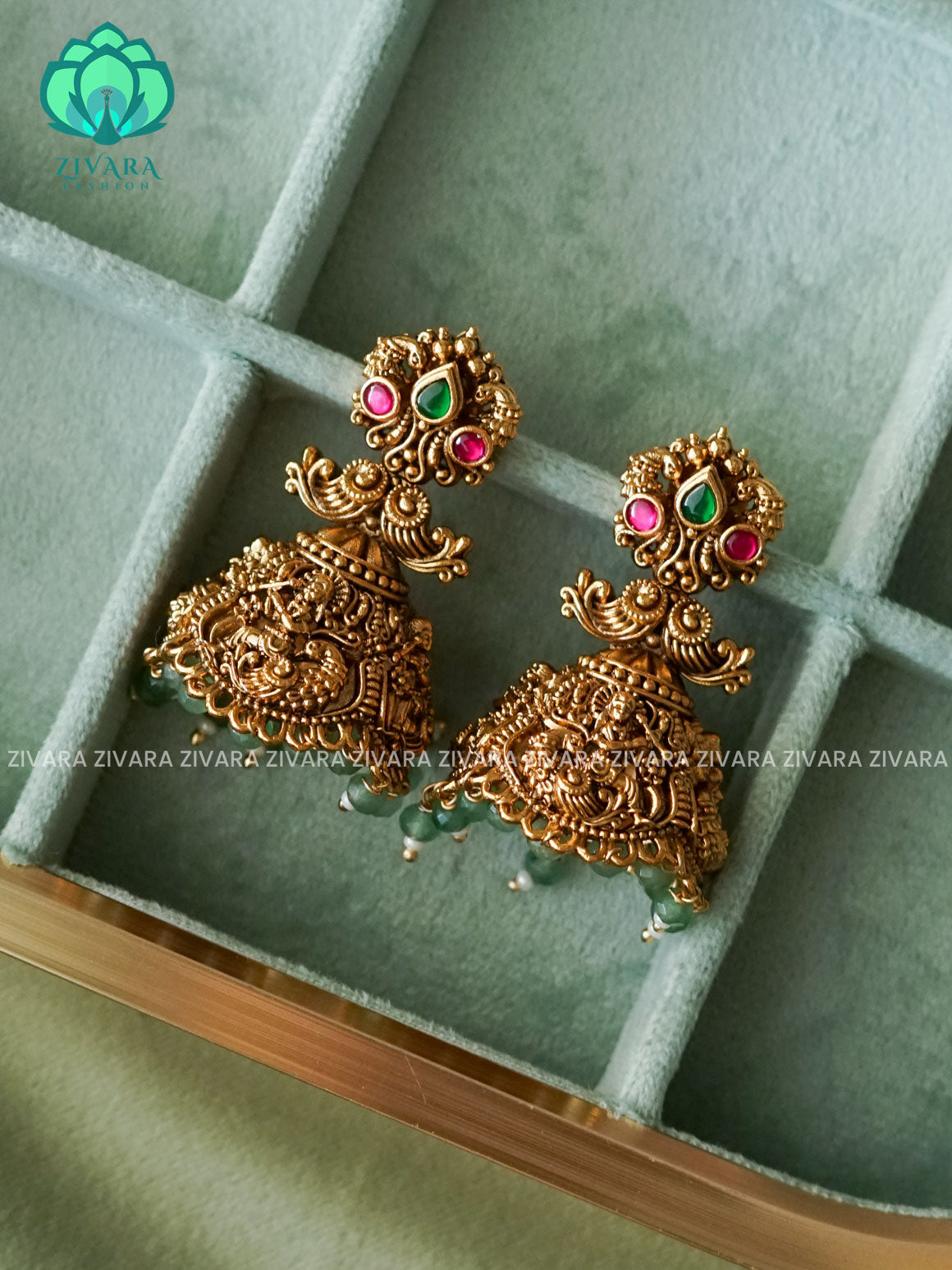 DIYA- EXUBERANT JADAU JHUMKAS - TRADITIONAL PREMIUM MATTE  polish JHUMKA- latest jewellery collection- zivara fashion