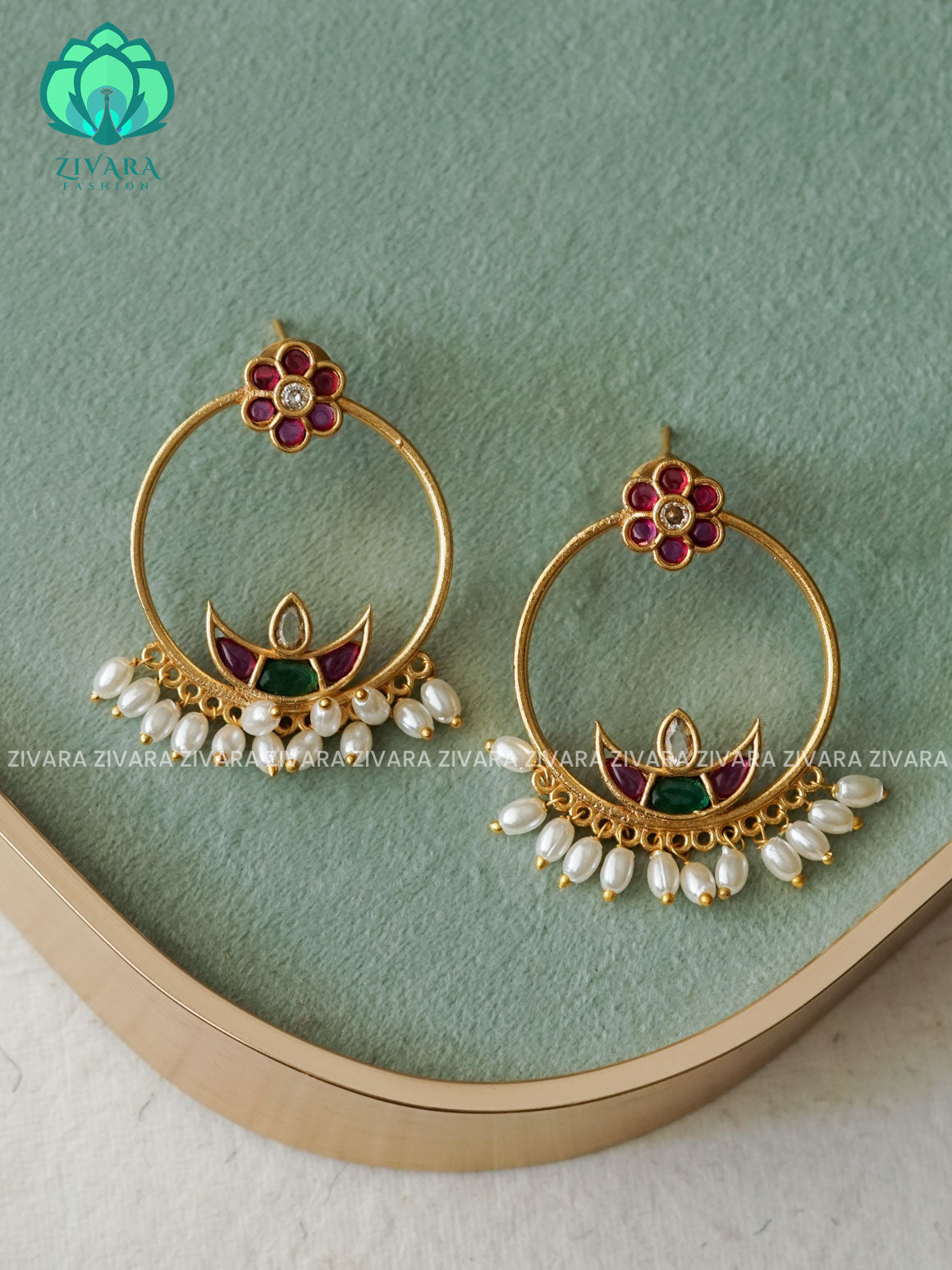 DIYA - RUBY WHITE BEAUTIFUL SIMPLE BALI - PREMIUM MATTE  polish BALI- latest jewellery collection- zivara fashion