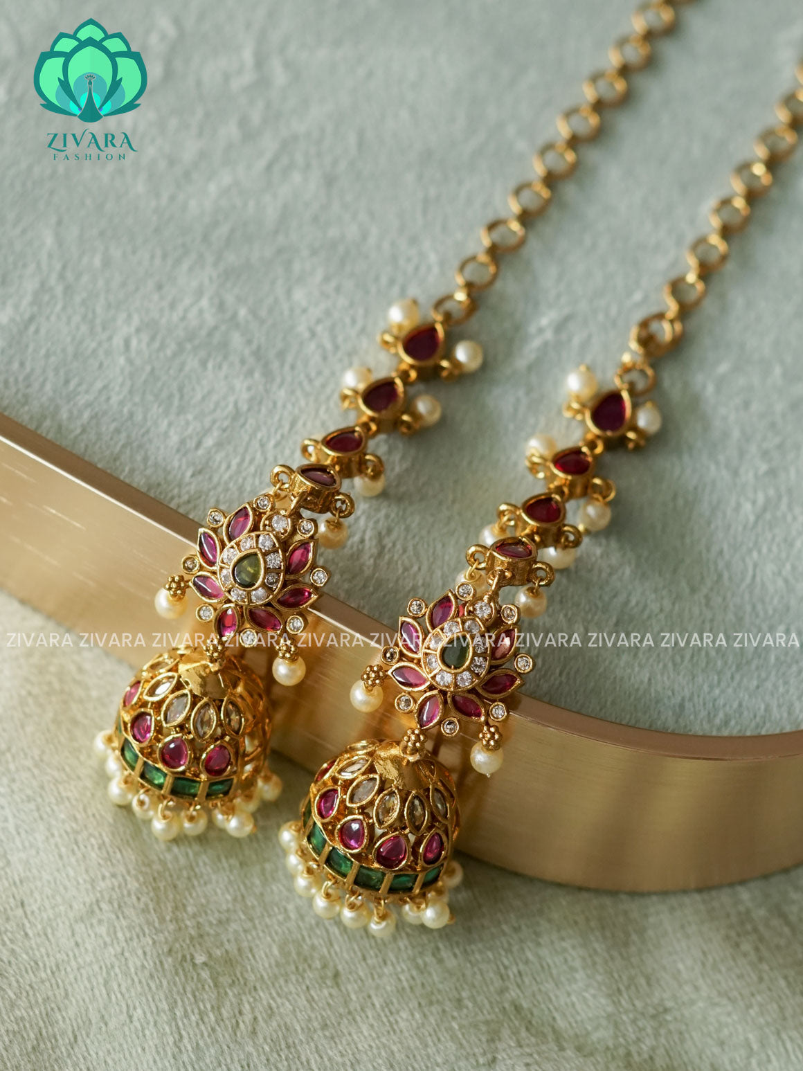Lotus real kemp jhumka with maatal - latest jewellery collection- zivara fashion