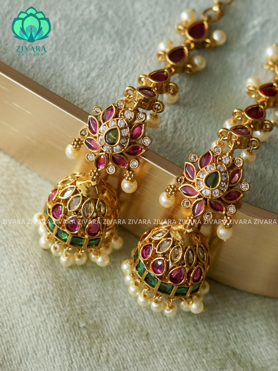 Lotus real kemp jhumka with maatal - latest jewellery collection- zivara fashion